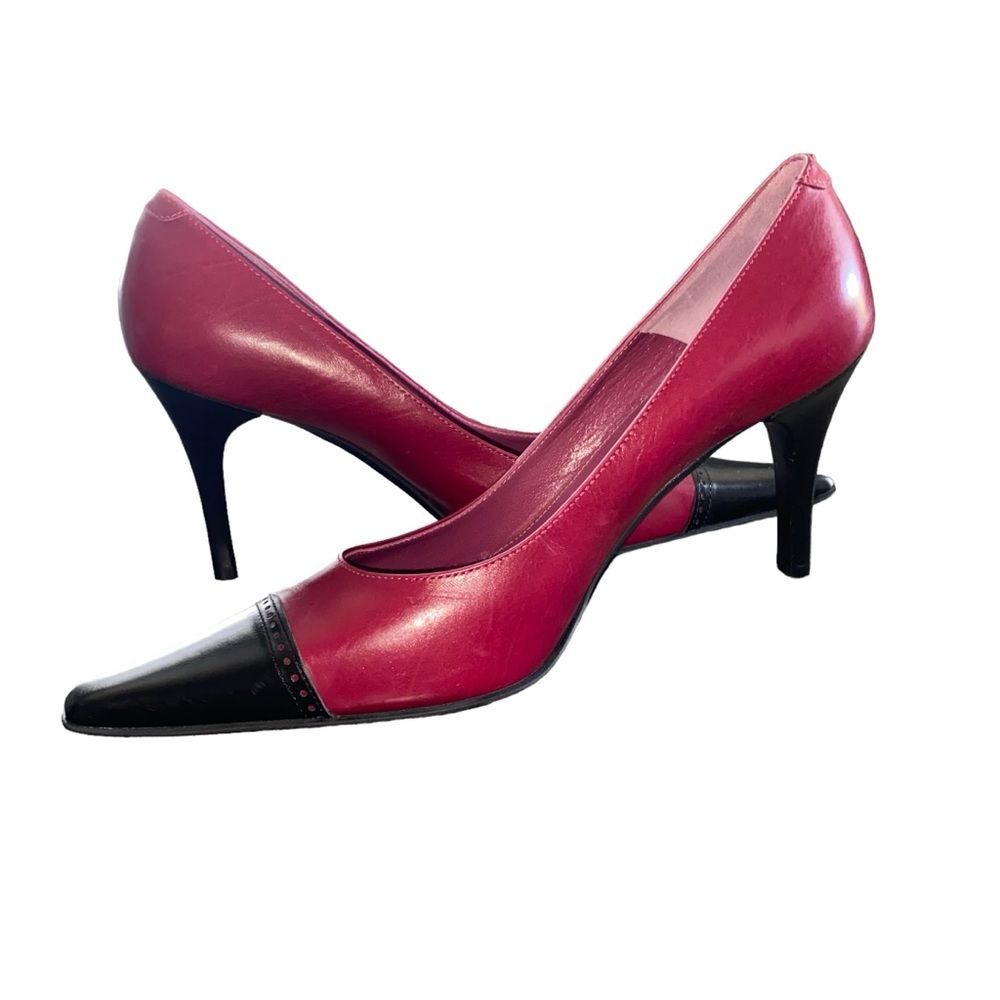 NWOB‎ Dolce Perla Sz 6 Plum pink and Black Heels Made in Italy